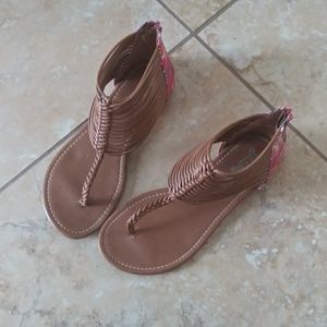 Brash Brown and Pink Sandals Size 7.5